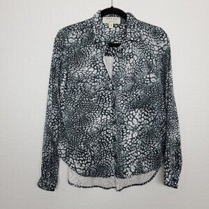 Anthropologie Cloth & Stone Womens Button Front Shirt Size S Animal Print Marble